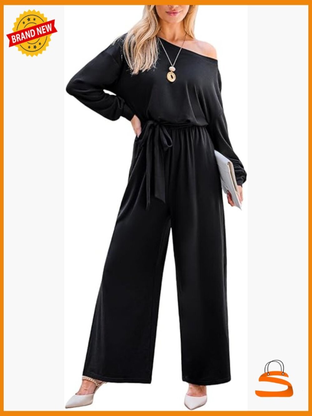 Off Shoulder Wide Leg Jumpsuit with Pockets Vacation Romper